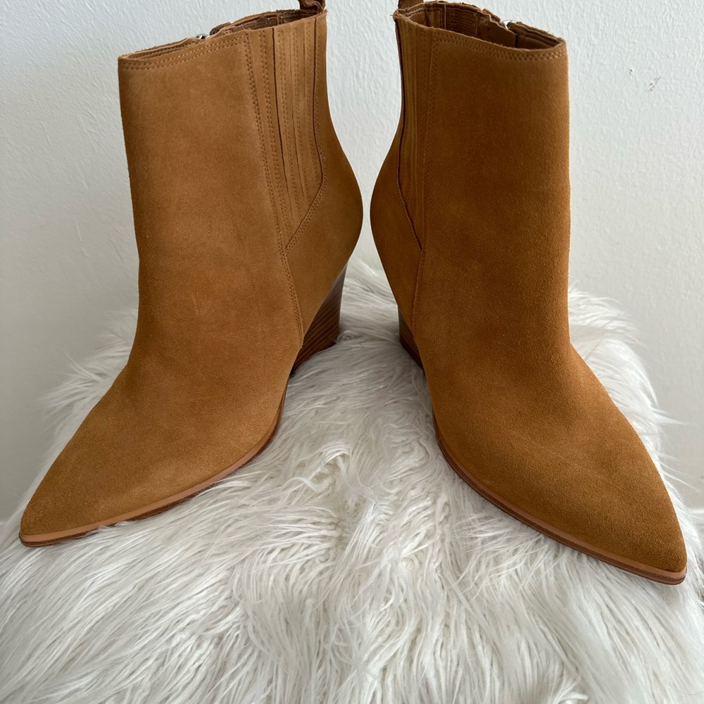 Marc Fisher Camel Suede Ankle Booties